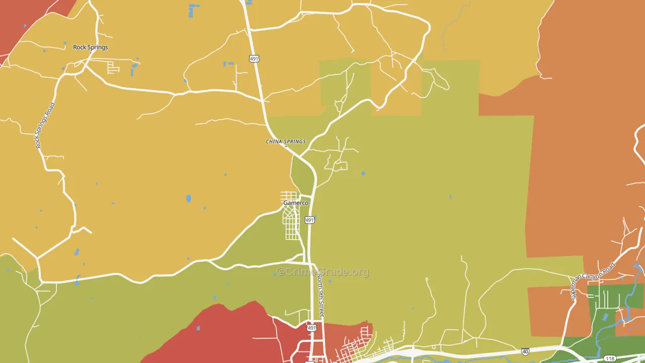 Twin Lakes, NM Map of Robbery Rates