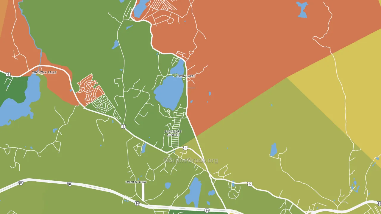 Twin Lakes, PA Map of Robbery Rates