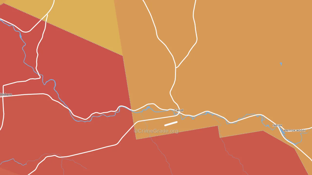 Twin Mountain, NH Map of Robbery Rates