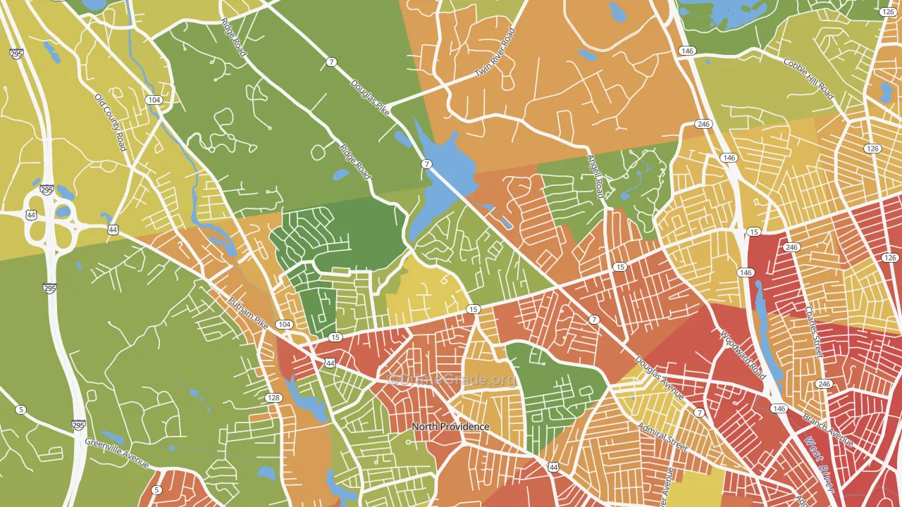 Twin Rivers Beach, Providence, RI Map of Robbery Rates