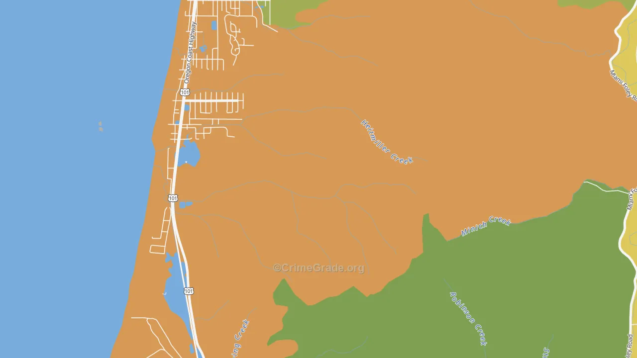 Twin Rocks, OR Map of Robbery Rates