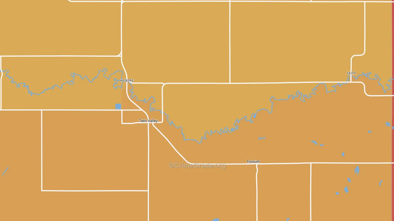 Twin Valley, MN Map of Robbery Rates