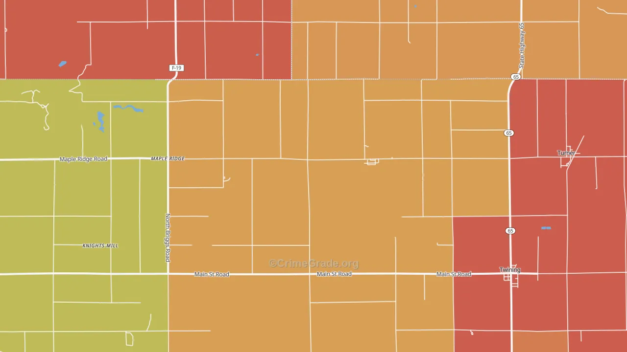 Twining, MI Map of Robbery Rates