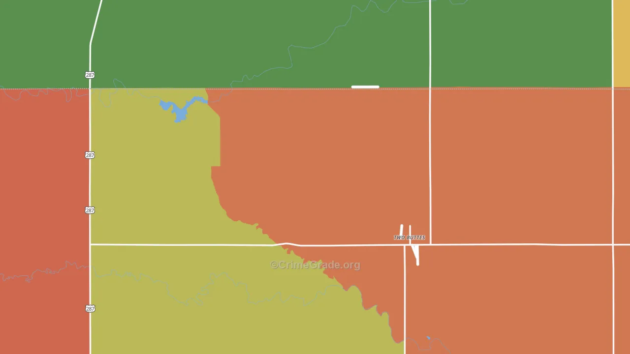 Two Buttes, CO Map of Robbery Rates