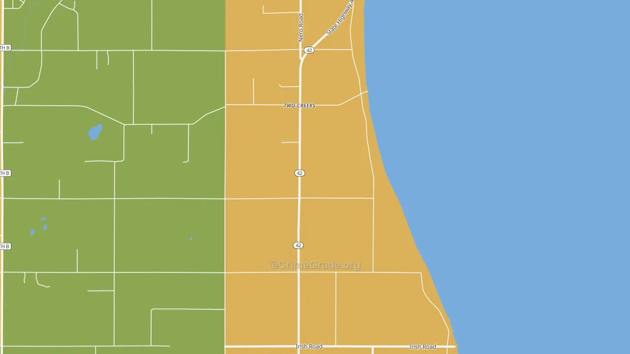 Two Creeks, WI Map of Robbery Rates