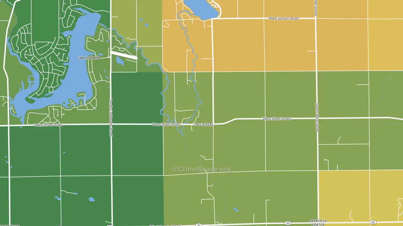 Two Rivers, MI Map of Robbery Rates