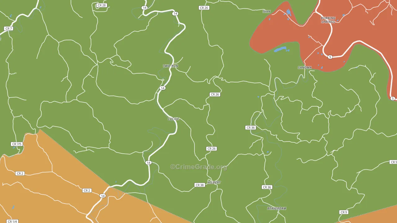 Two Run, WV Map of Robbery Rates
