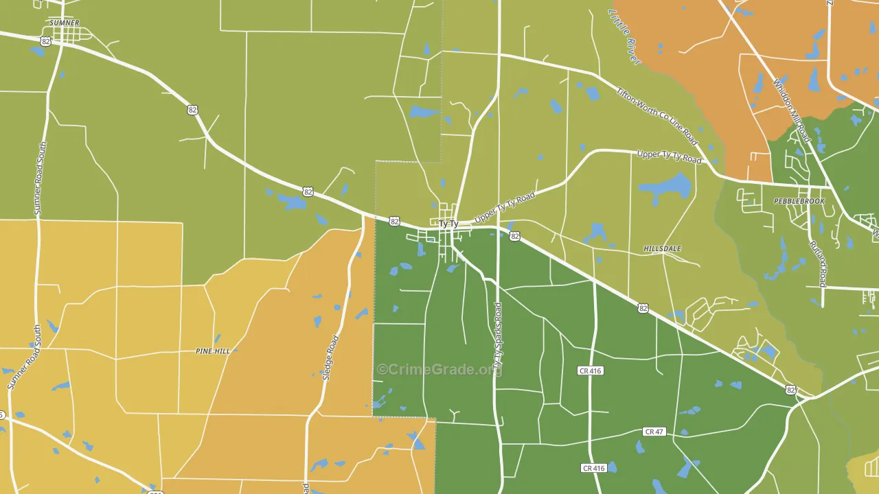 Ty Ty, GA Map of Robbery Rates