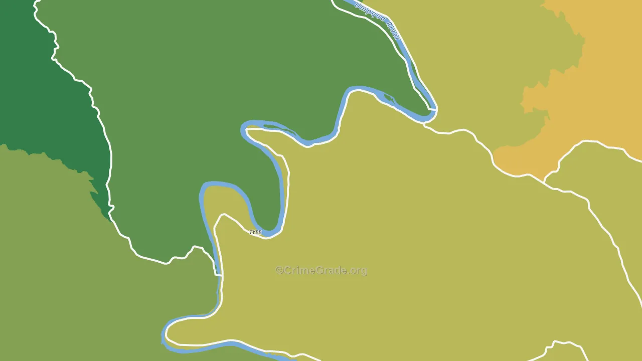 Tyee, OR Map of Robbery Rates