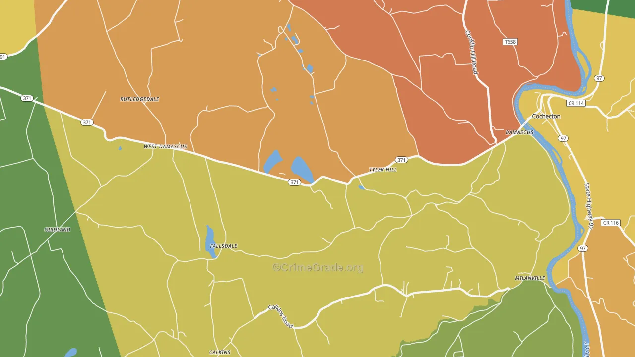 Tyler Hill, PA Map of Robbery Rates