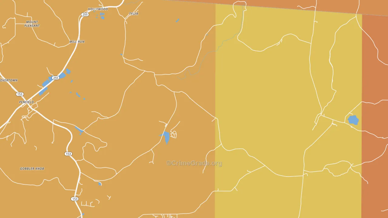 Tyler, PA Map of Robbery Rates