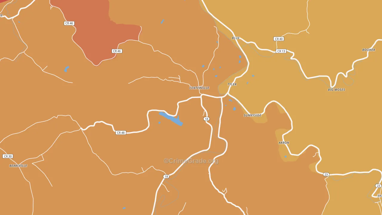 Tyler, WV Map of Robbery Rates