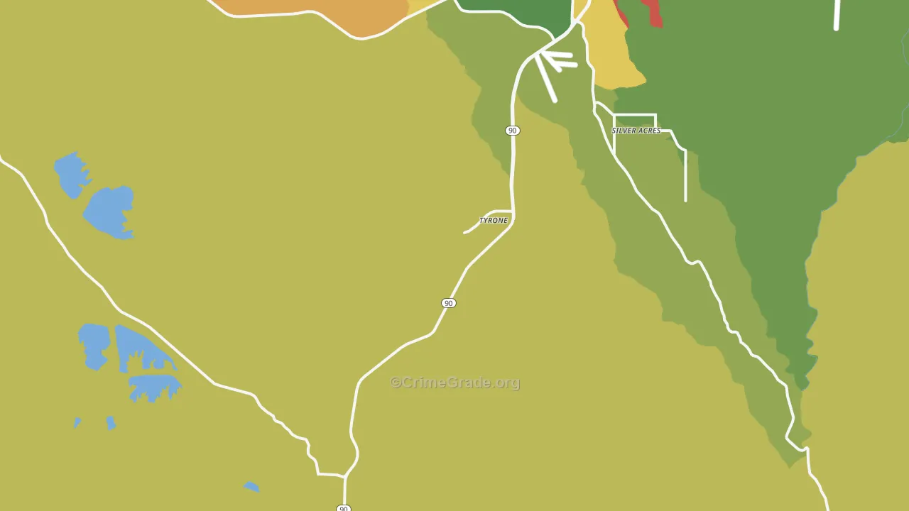 Tyrone, NM Map of Robbery Rates
