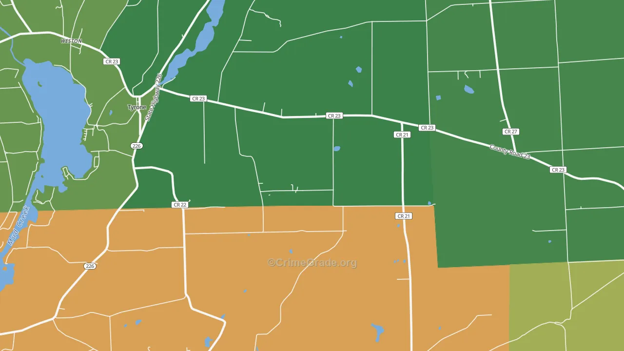 Tyrone, NY Map of Robbery Rates