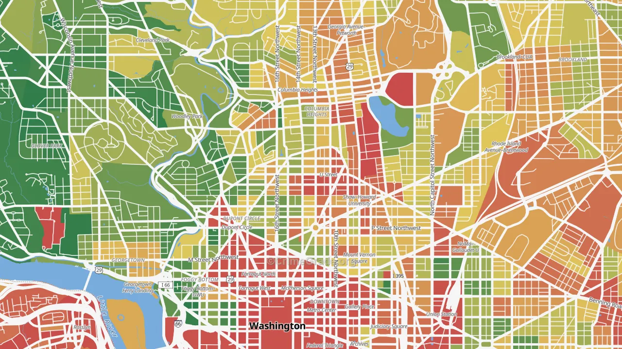 U Street Corridor, Washington, DC Map of Robbery Rates