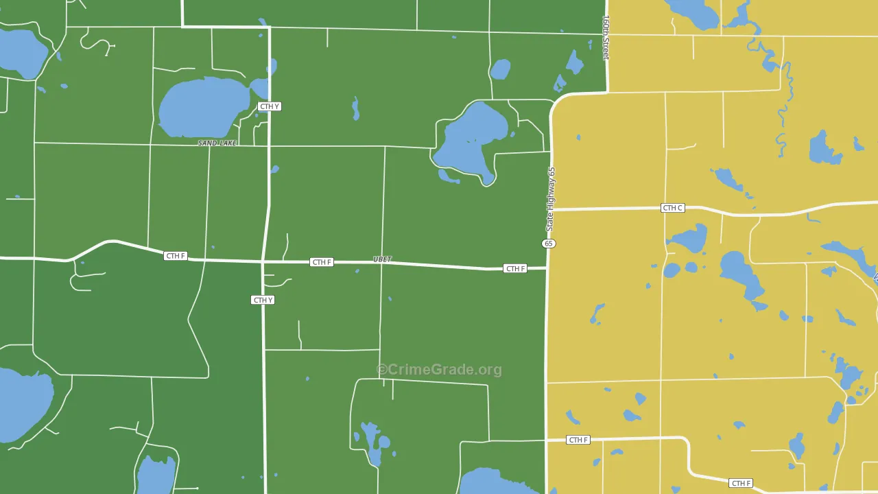 Ubet, WI Map of Robbery Rates