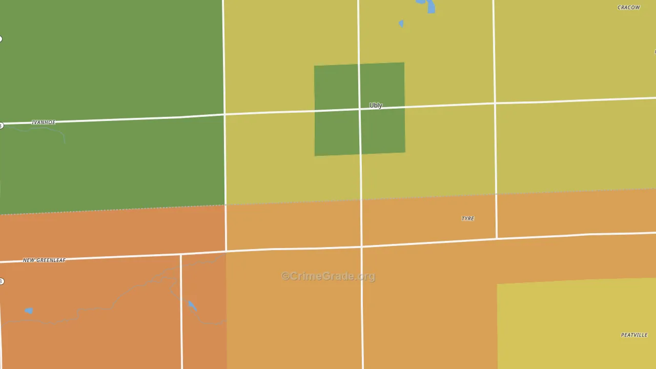 Ubly, MI Map of Robbery Rates