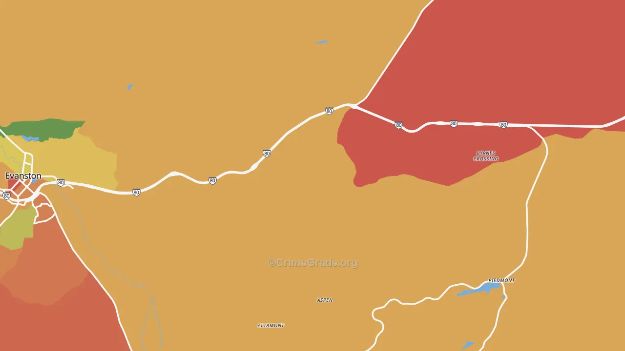 Uinta County, WY Map of Robbery Rates