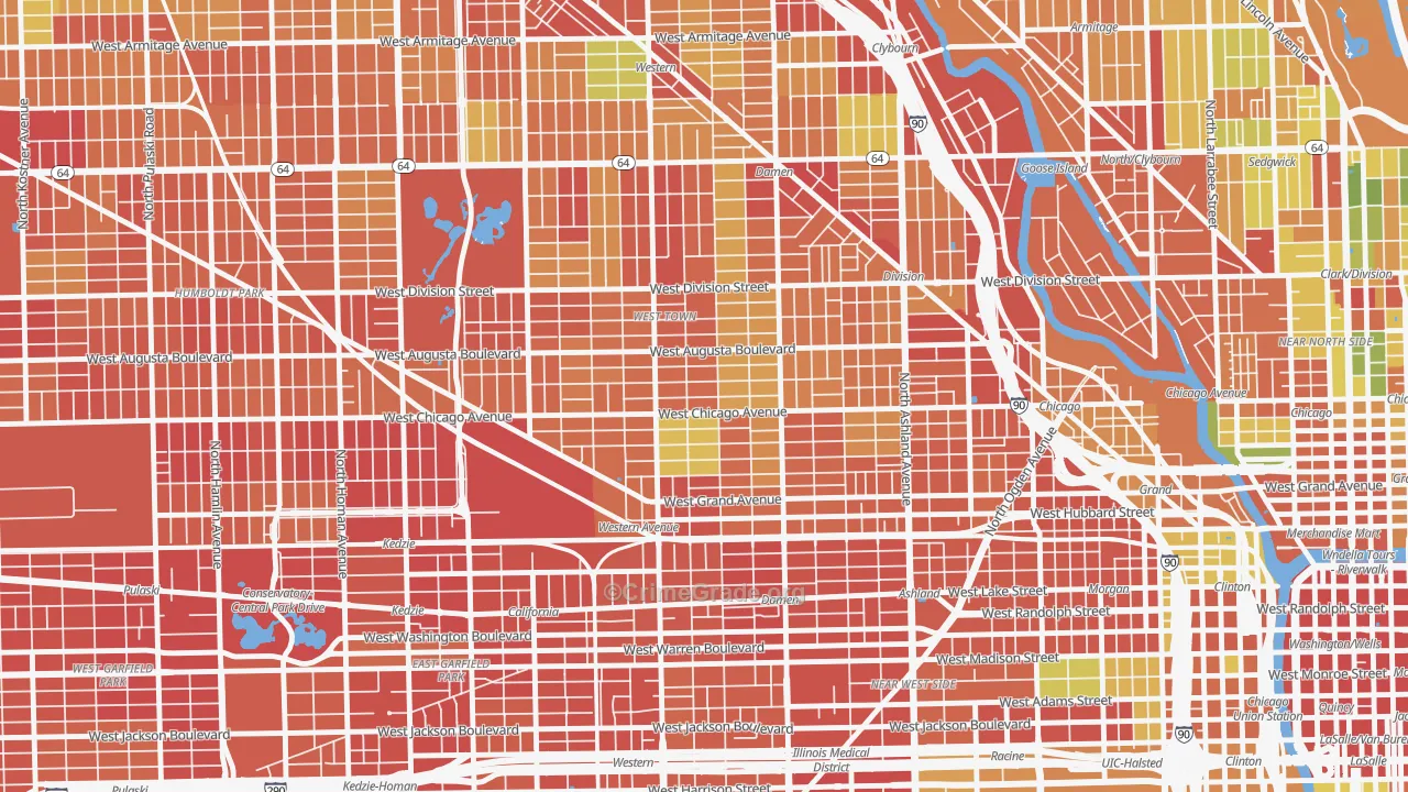 Ukrainian Village, Chicago, IL Map of Robbery Rates