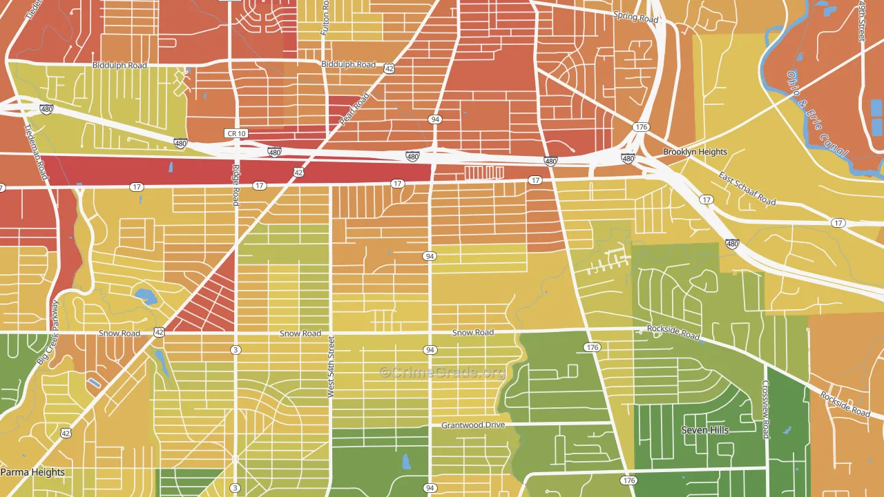 Ukrainian Village, Parma, OH Map of Robbery Rates