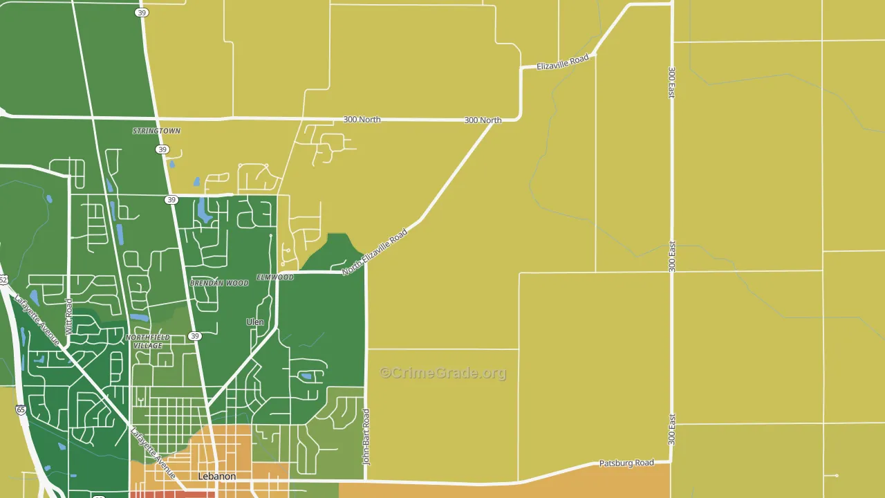 Ulen, IN Map of Robbery Rates