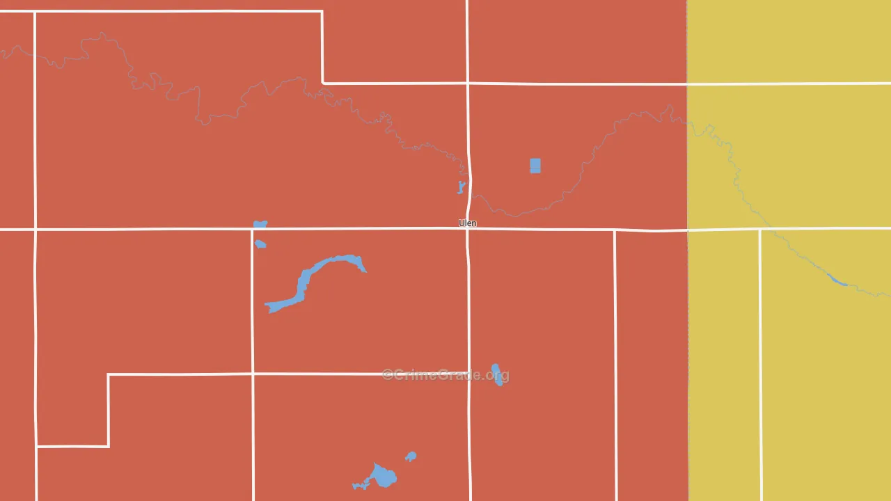 Ulen, MN Map of Robbery Rates