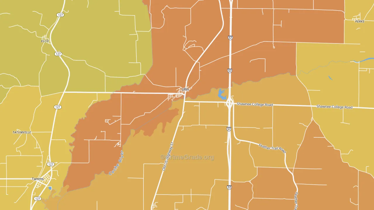 Ullin, IL Map of Robbery Rates