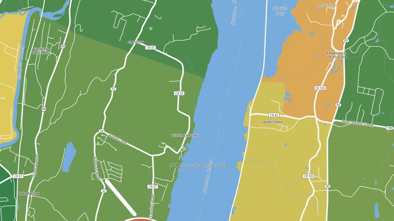 Ulster Landing, NY Map of Robbery Rates