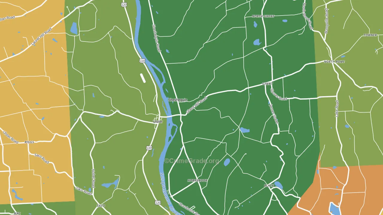 Ulster, PA Map of Robbery Rates