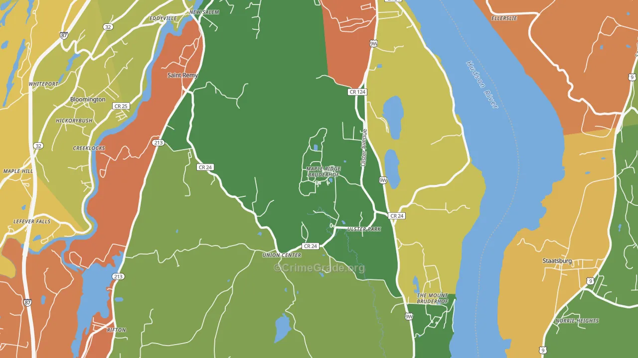Ulster Park, NY Map of Robbery Rates