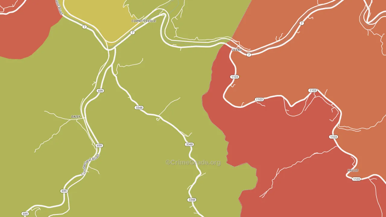 Ulvah, KY Map of Robbery Rates