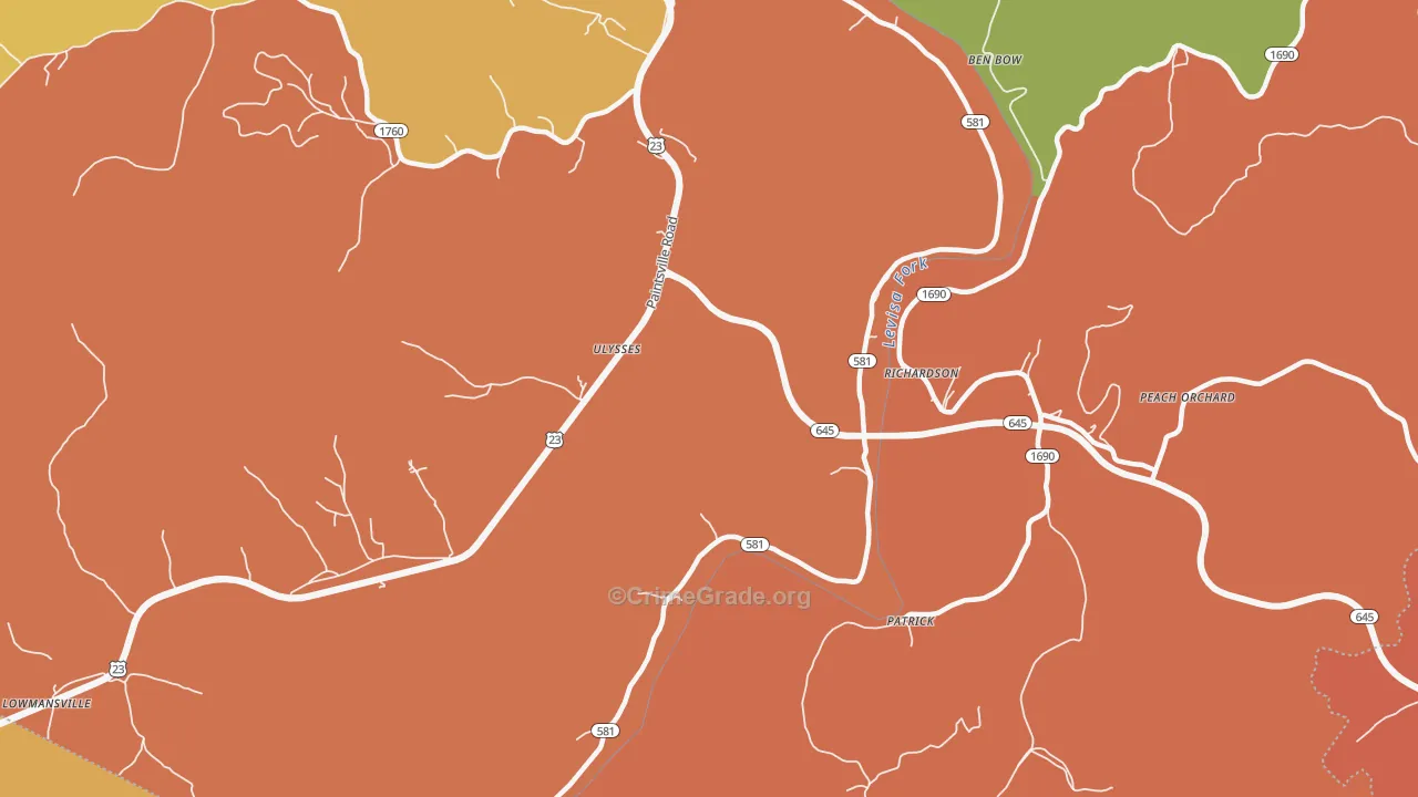Ulysses, KY Map of Robbery Rates