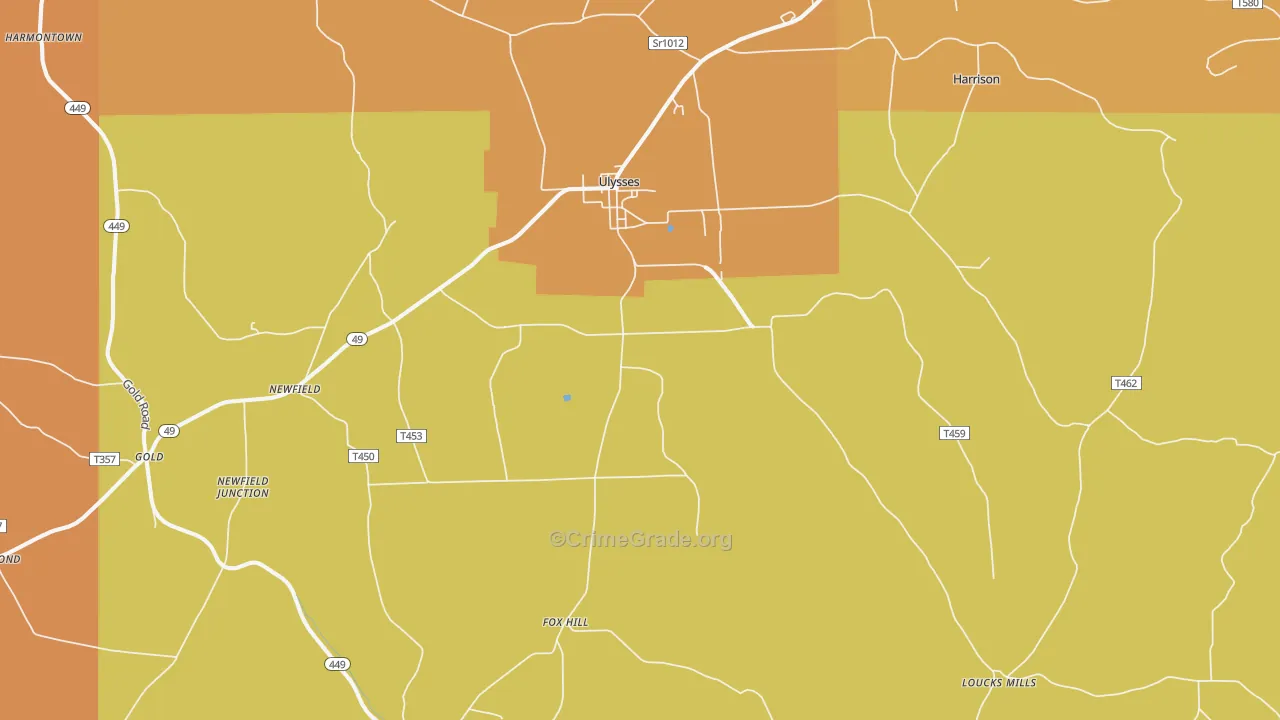 Ulysses, PA Map of Robbery Rates