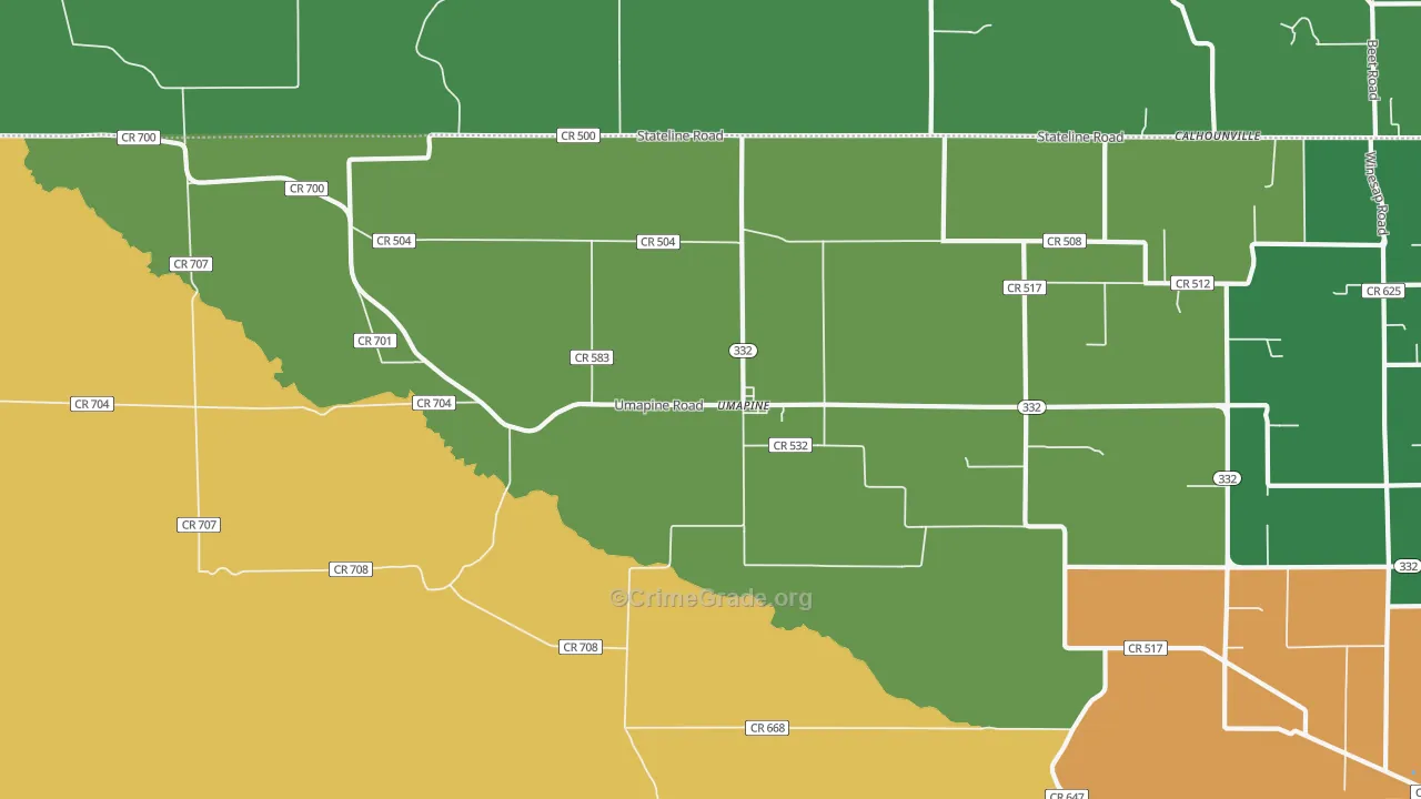 Umapine, OR Map of Robbery Rates