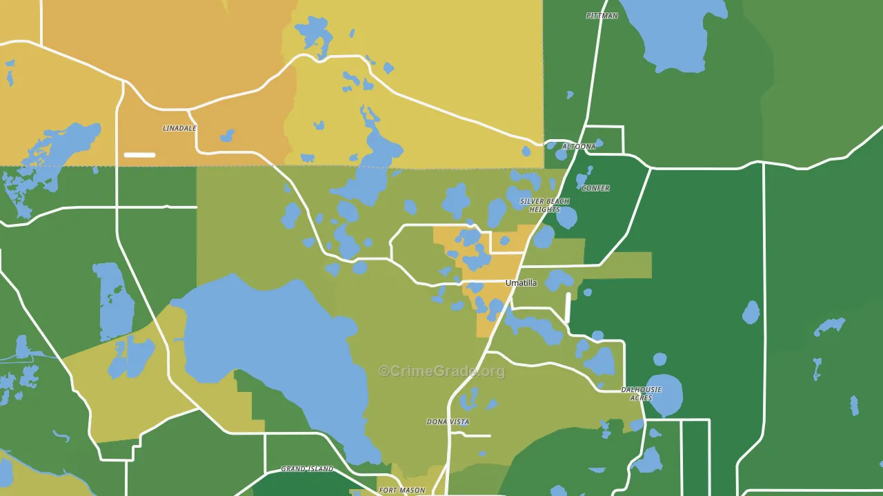 Umatilla, FL Map of Robbery Rates