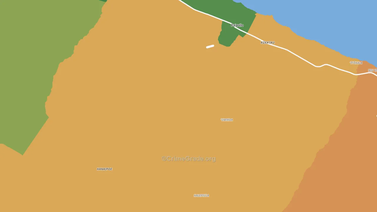 Umikoa, HI Map of Robbery Rates
