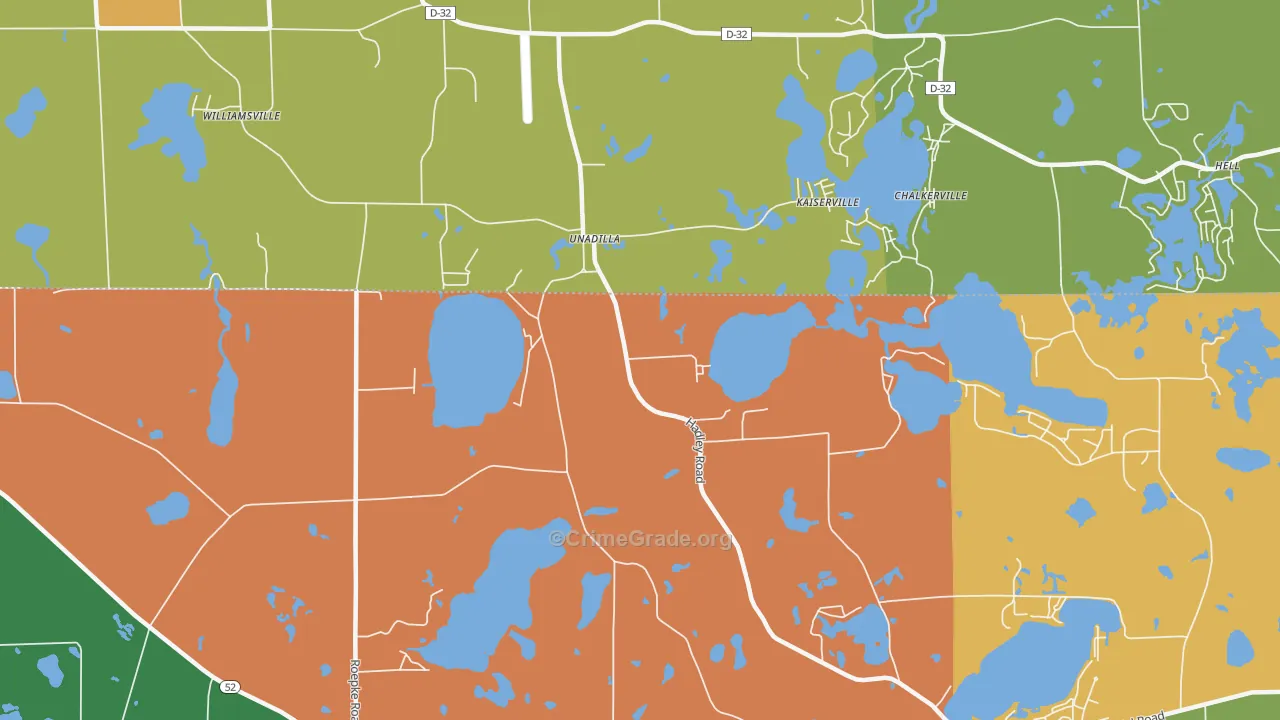 Unadilla, MI Map of Robbery Rates