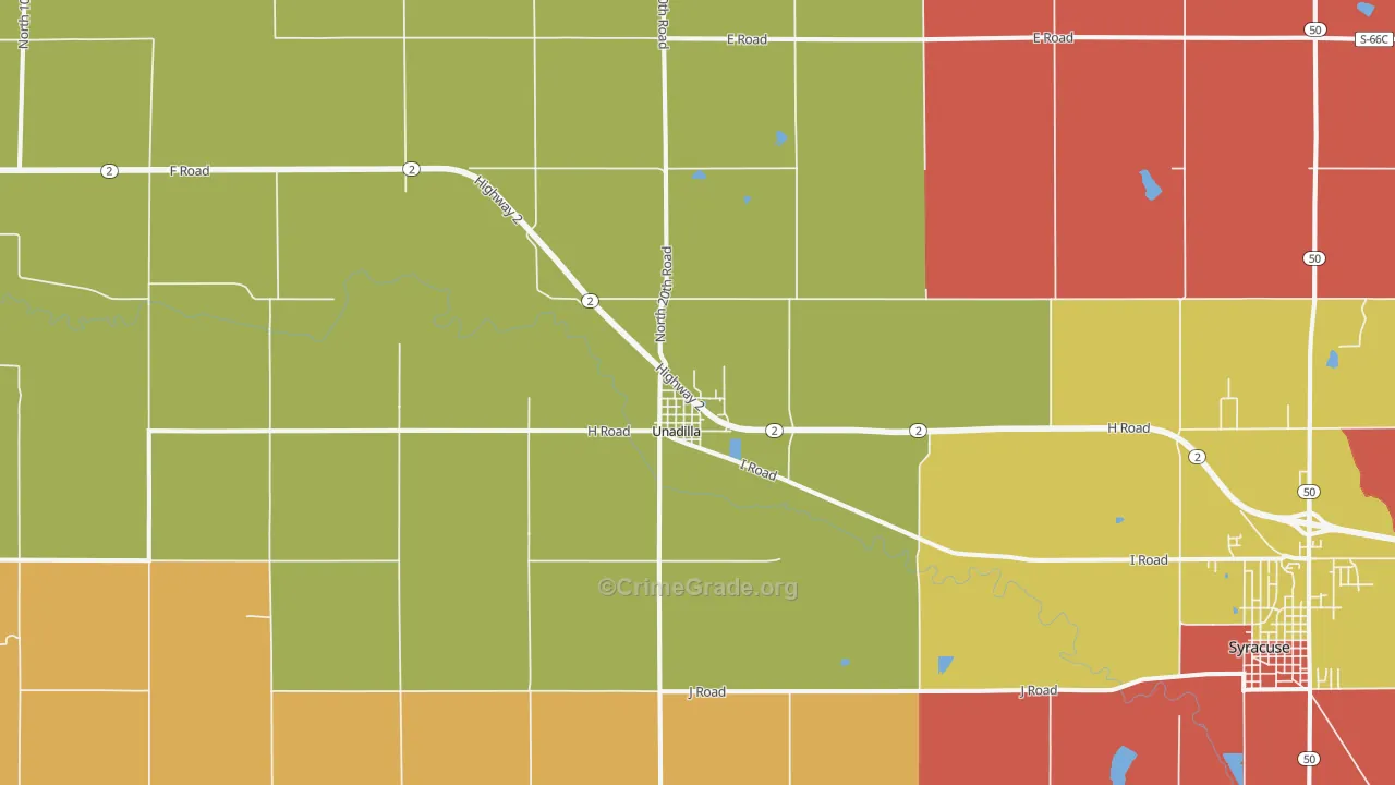 Unadilla, NE Map of Robbery Rates