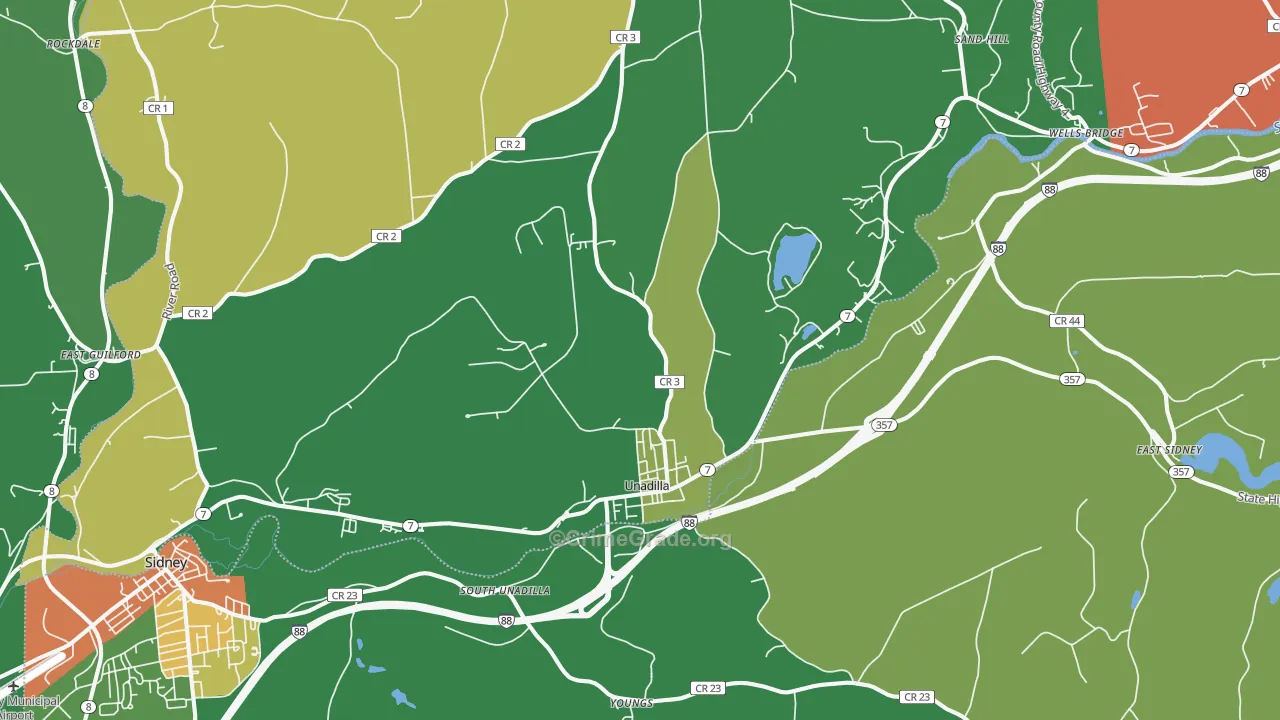 Unadilla, NY Map of Robbery Rates