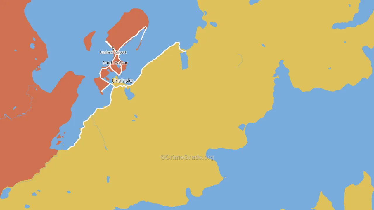 Unalaska, AK Map of Robbery Rates