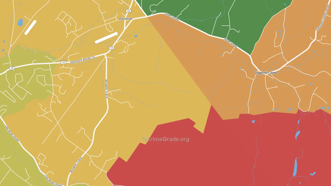 Underhill Center, VT Map of Robbery Rates