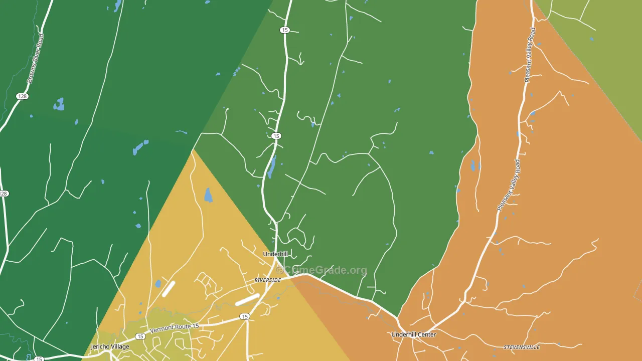 Underhill, VT Map of Robbery Rates
