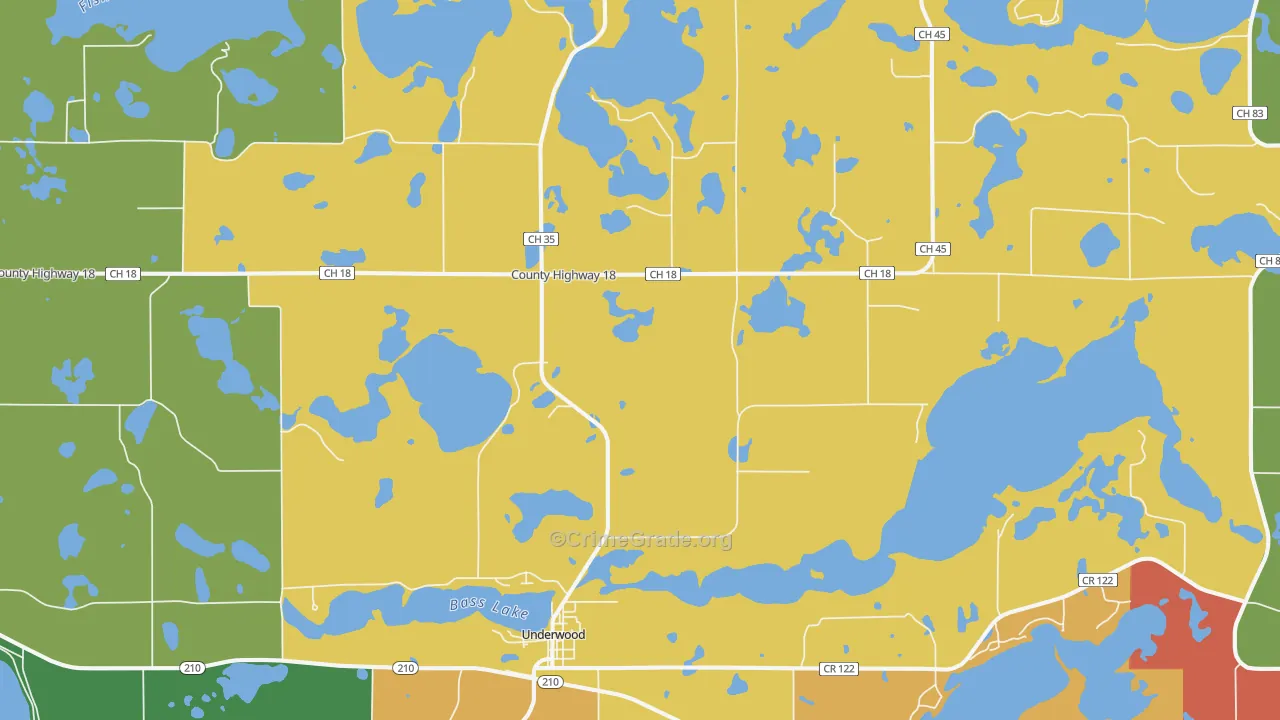 Underwood, MN Map of Robbery Rates