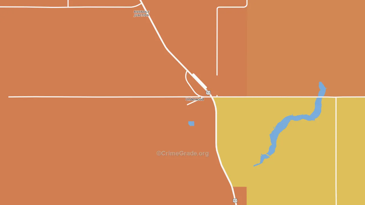 Underwood, ND Map of Robbery Rates