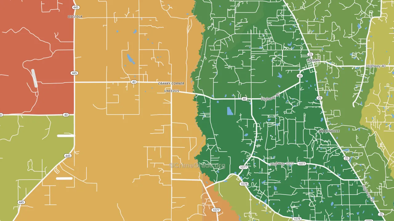 Uneedus, LA Map of Robbery Rates