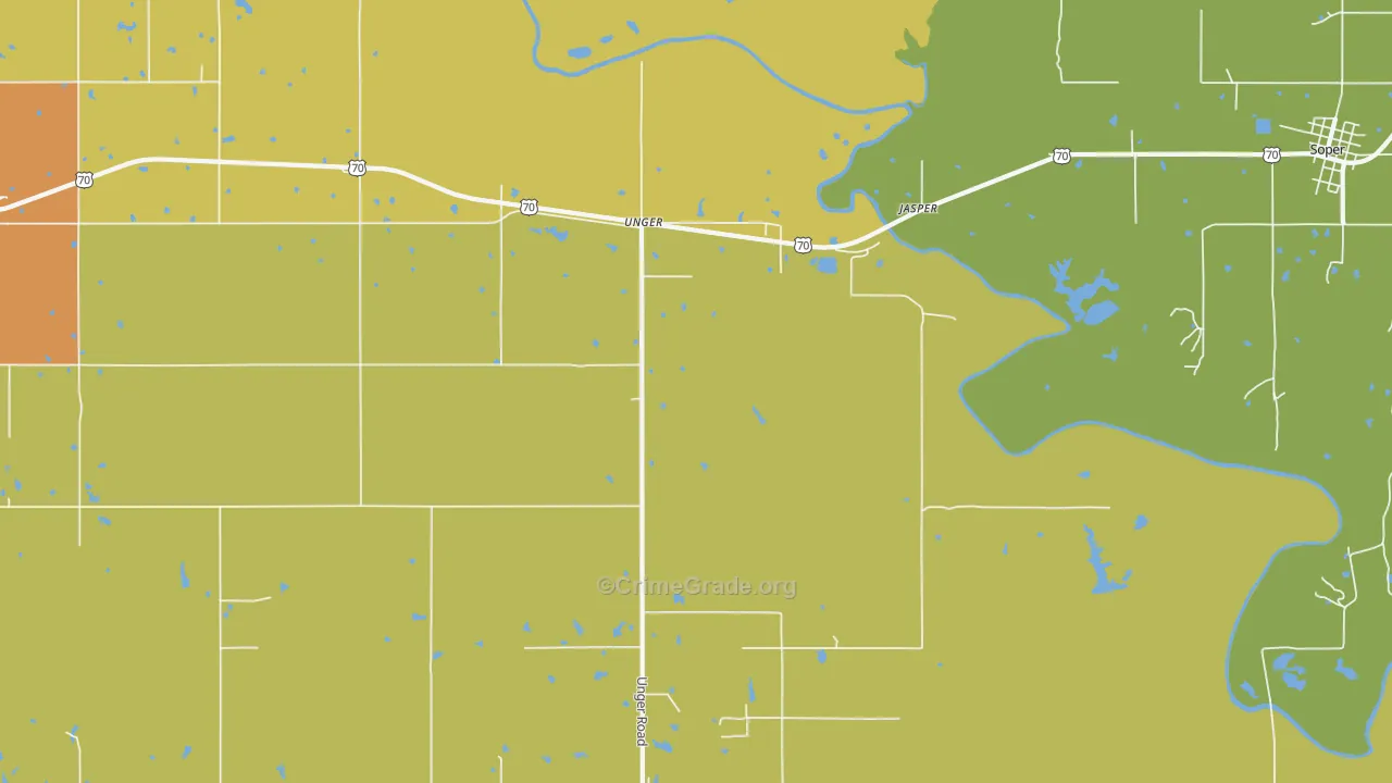 Unger, OK Map of Robbery Rates