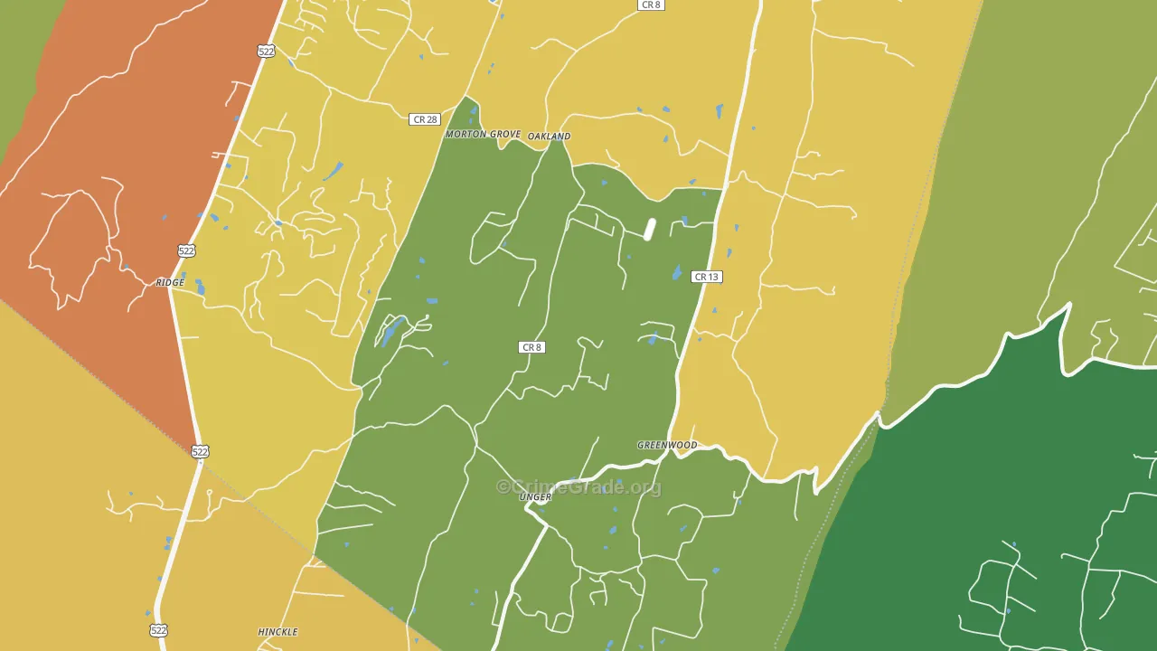 Unger, WV Map of Robbery Rates