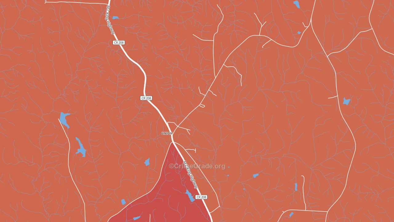 Union, AL Map of Robbery Rates