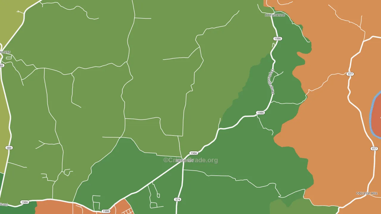 Union City, KY Map of Robbery Rates