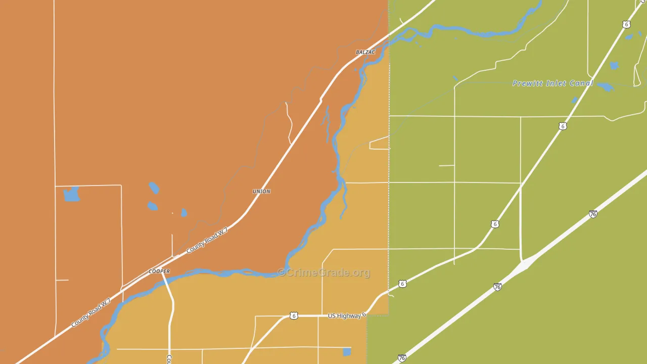 Union, CO Map of Robbery Rates